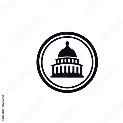 Austin Capitol Line Art Vector. Black & White Historic Building Icon