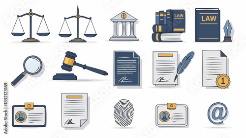 Flat vector icon set of business office tools and mobile web symbols