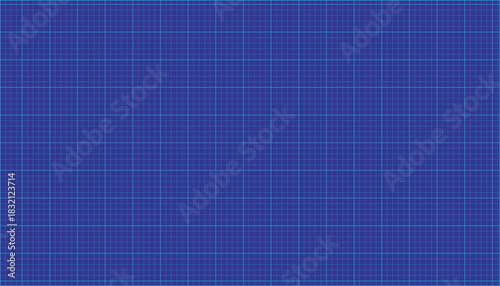 A geometric grid with blue marker cells on a blue background. A blank graph paper template for educational projects, architectural sketches, engineering, and mathematical drawings.