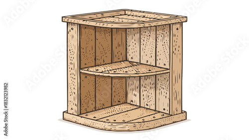 Charming corner shelf crafted from rustic wood, perfect for adding a touch of country style storage to any home or office, inviting warmth and organization