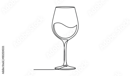 Elegant champagne flute with sparkling wine minimalist line art illustration for celebrations and special occasions black and white silhouette
