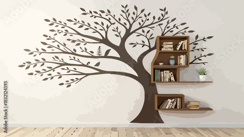 Modern tree bookshelf design brings nature indoors, inspiring creativity and knowledge with its unique branch-like shelves for books and plants