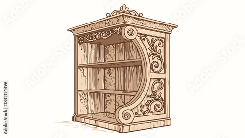 Stunning vintage wooden bookcase showcasing timeless elegance, perfect for upscale interiors, adding sophistication and charm to any home or office setting