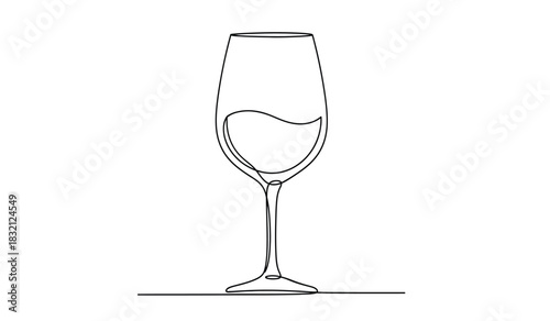 Elegant champagne flute illustration with minimalist line art style for celebrations and special occasions in black and white silhouette