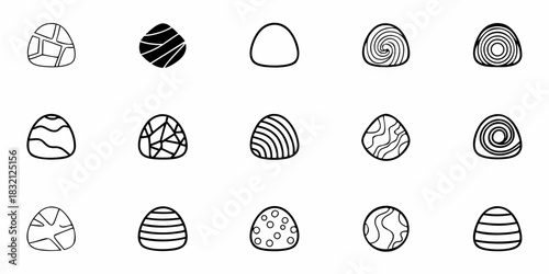 Collection of hand drawn easter egg icons with various patterns