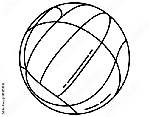 Volleyball vector illustration. Detailed hand-drawn monochrome outline of a sports ball for beach volley or team competition isolated on white background.