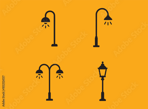 lamp post icon vector silhouette 