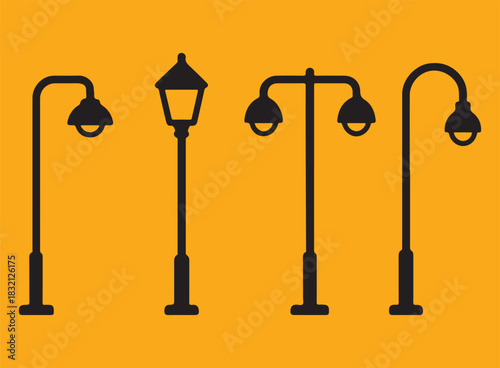 lamp post icon vector silhouette 