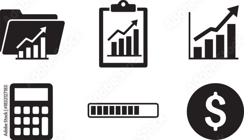 Financial Growth and Analysis Icons Set for Business and Investment.