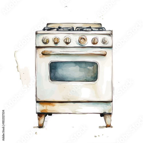 Elegant stove painting design collection, Hand-painted watercolor style, vectorized, vector set available in EPS, Simple design, EPS format set