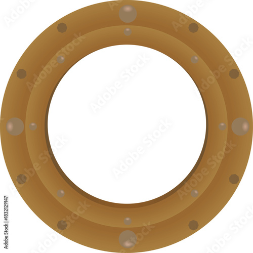Wooden boat window. vector illustration