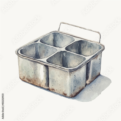 Elegant metal desk organizer painting design collection, Hand-painted watercolor style, vectorized, vector set available in EPS, Simple design, EPS format set