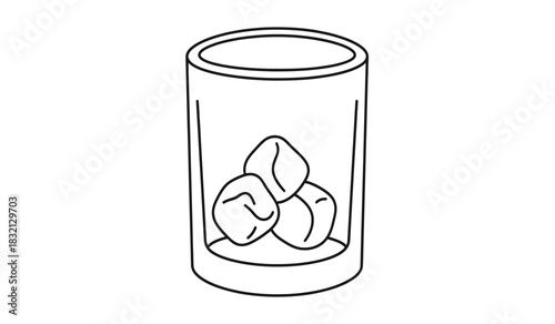 Minimalist glass with ice cubes illustration a simple and clean design for refreshment and drink concepts presented in a striking silhouette silhouette