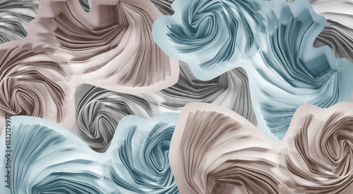 Abstract artistic background. Paper cut abstraction. Modern abstract pattern, swirl, tangle, network, wave, vibration concepts. Pastel colors. Image manipulation
