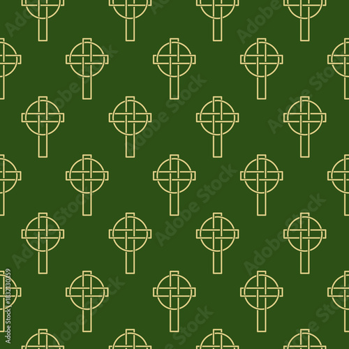 Christian cross isolated seamless pattern on color background