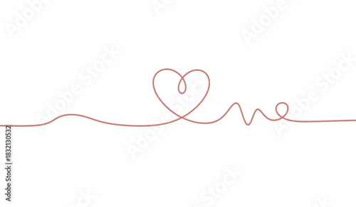 Minimalist heart line art with the word love in a single stroke romantic and elegant design for valentine s day silhouette