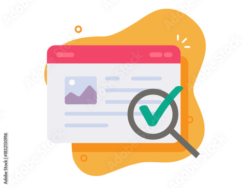 Web site audit inspection icon vector modern graphic illustration design, website analyze review or webpage check test quality verify success with magnifier glass, online content expertise image