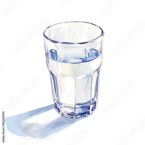 An Elegant glass water glass painting design collection, Hand-painted watercolor style, vectorized, vector set available in EPS, Simple design, EPS format set
