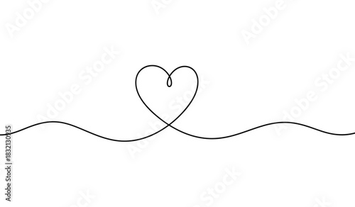 Minimalist heart line art single continuous stroke design for love romance and valentine s day concepts in a clean modern silhouette