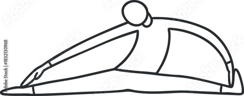 A person performing a side stretch exercise in minimalist line art style, suitable for fitness and wellness promotions