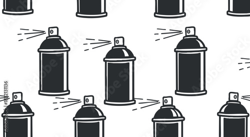 A set of spray paint cans in black and white outline vector style, perfect for urban art projects and creative designs