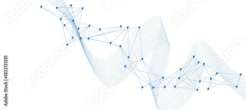 Abstract tech network connection dots. Digital technology and big data analysis background. Grey background with plexus lines. Geometric background with abstract .cardiogram obstract vector background