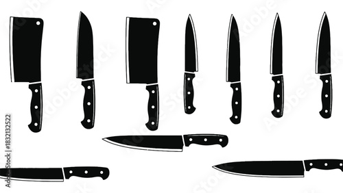 Chef knives set professional kitchen knives vector illustration