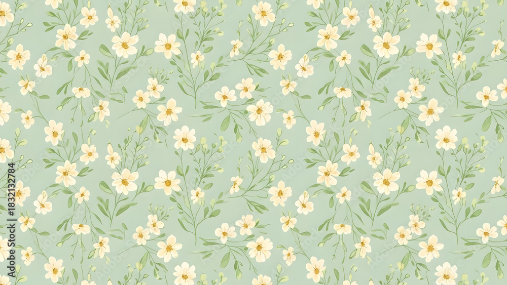 Obraz premium Floral seamless pattern with daisies delicate botanical vector illustration for textile and wallpape