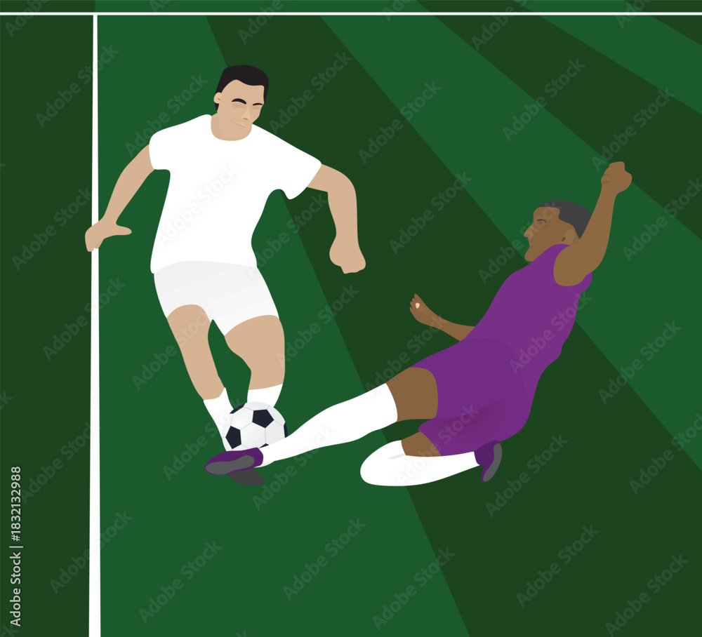 Fototapeta premium Two soccer players. vector illustration 