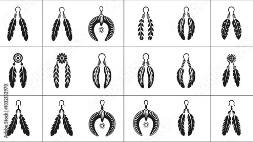 Native american earrings designs vector art and illustrations