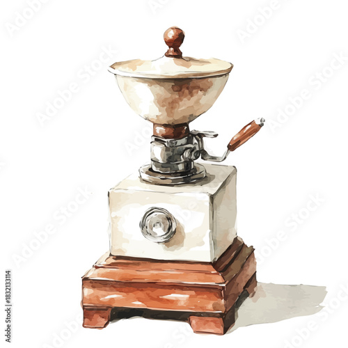 Elegant coffee grinder painting design collection, Hand-painted watercolor style, vectorized, vector set available in EPS, Simple design, EPS format set