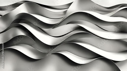 Abstract Metallic Wavy Surface Animation Showing Dynamic Fluid Motion and Light Reflection
