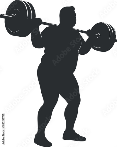 A silhouette of a male weightlifter lifting a barbell in a minimalist vector style, ideal for fitness and gym branding