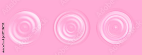 Strawberry yogurt ripple with pink cream splash and milk swirl effect. Creamy 3d wave with fruit drop for dairy or beauty cosmetic background. Silk or yoghurt impact vector top view pattern