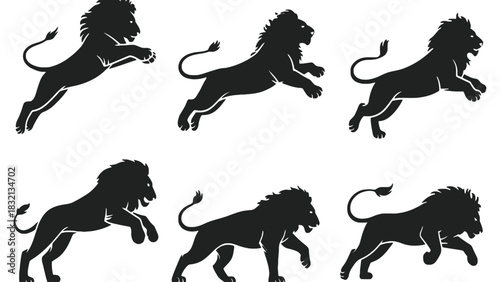 Black lion silhouette vector illustration design graphic art