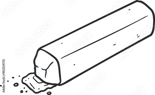 An unwrapped snack bar lying on its side in a simple outline vector style, suitable for food packaging and branding