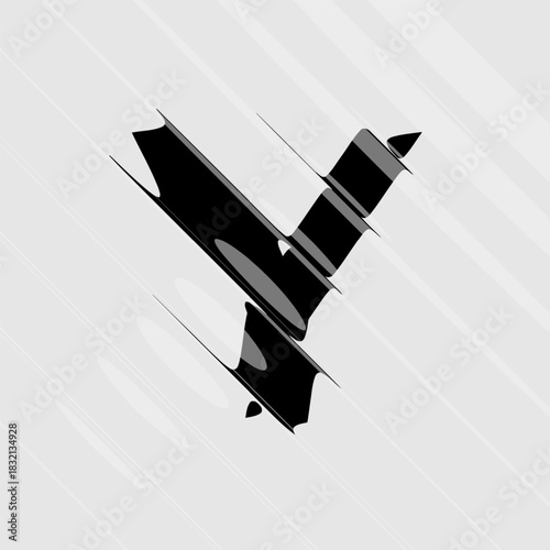 Refraction and Distortion letter. Glass Effect minimal illustration. Abstract sign, symbol for promotional poster, music poster, sale banner, brochure or logo for your brand. Eps10 vector.