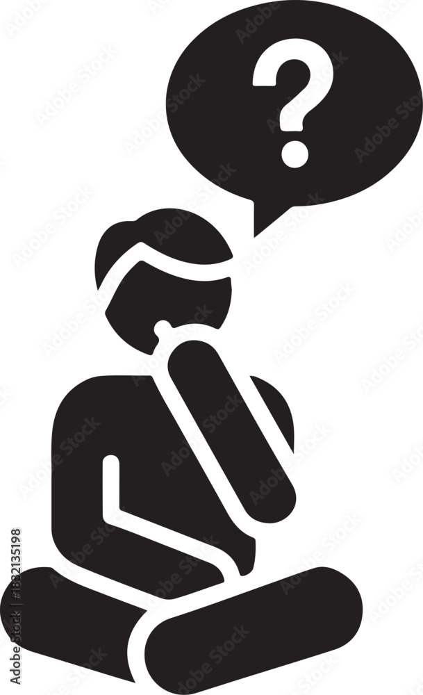 Fototapeta premium Worried person. Concerned person. Questioning speech balloon and person. Vector.