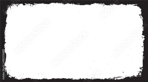 A blank white rectangular canvas with a distressed, torn black border.
