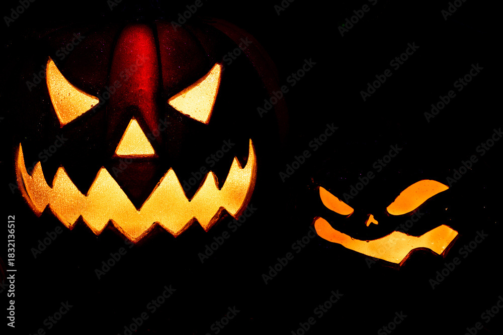 Fototapeta premium Carved Pumpkin Face Halloween Decorations