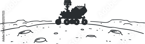 A lunar rover exploring the moon's surface in a flat minimalist vector style, ideal for space exploration themes