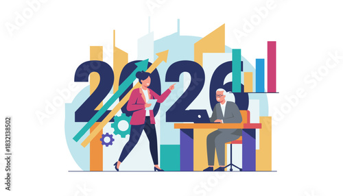 Business strategy planning for 2026 Growth charts finance goals and future success concept