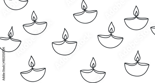 A collection of outline candles in minimalist vector style, ideal for festive decorations and event design