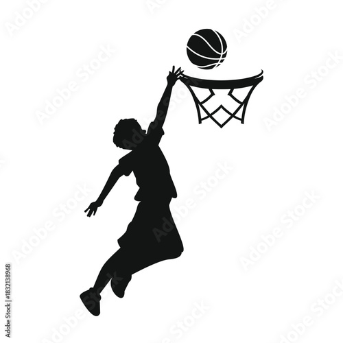 Basketball Dunk Silhouette Player Vector Illustration | Slam Dunk, Hoop, Sport Action
