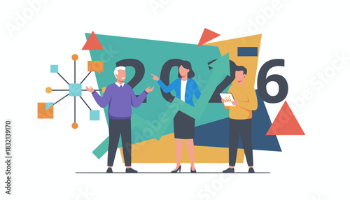 Team planning 2026 business strategy growth analysis and networking goals