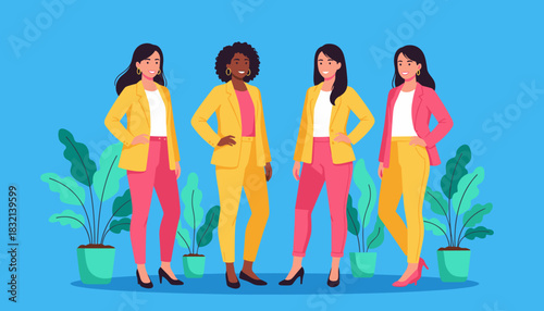 Diverse team of confident businesswomen Female empowerment leadership and professional success