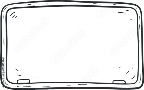 A hand-drawn outline of a rectangular frame in minimalist vector style, ideal for graphic design and creative projects