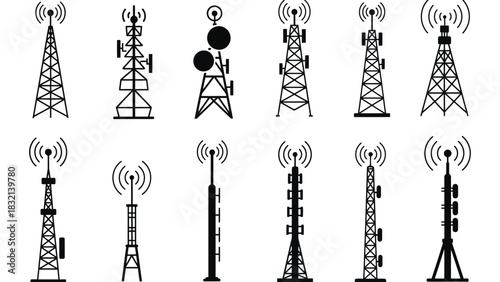 Communication towers vector illustration antenna signal design