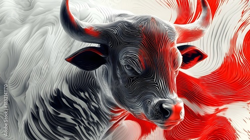 Captivating Swirling Abstract Digital with Intense Contrasting Colors