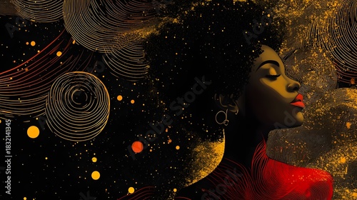 Cosmic Glamour   Radiant Feminine Portrait with Glimmering Celestial Accents